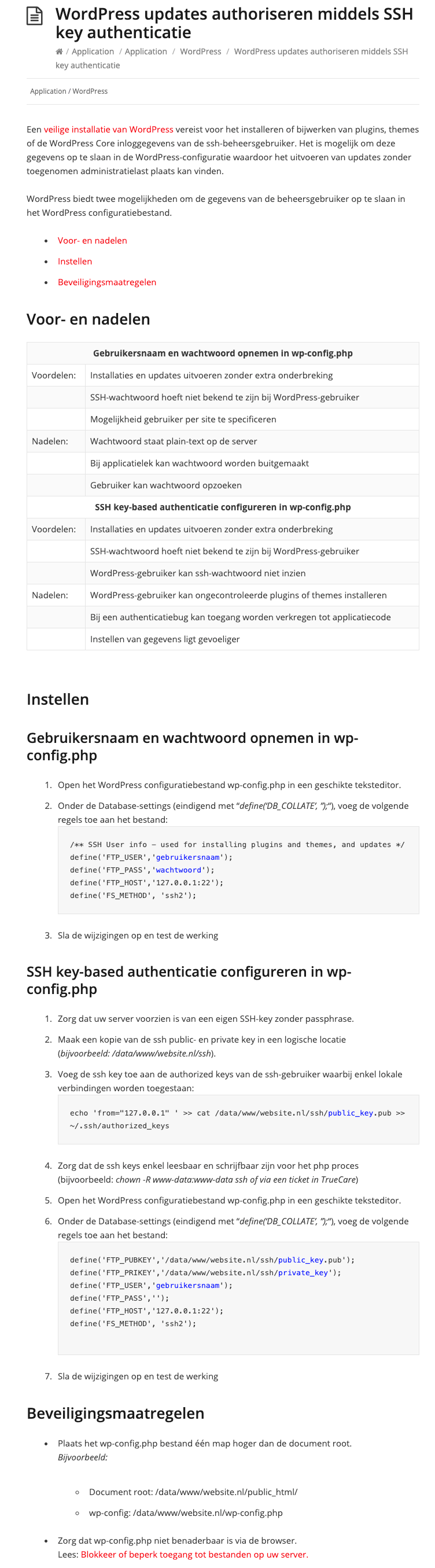 Wordpress en SSH key authenticatie op manual.true.nl
